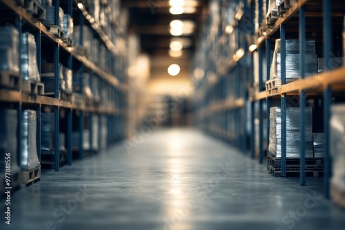 Blurry image of modern warehouse shelving a contemporary photography perspective