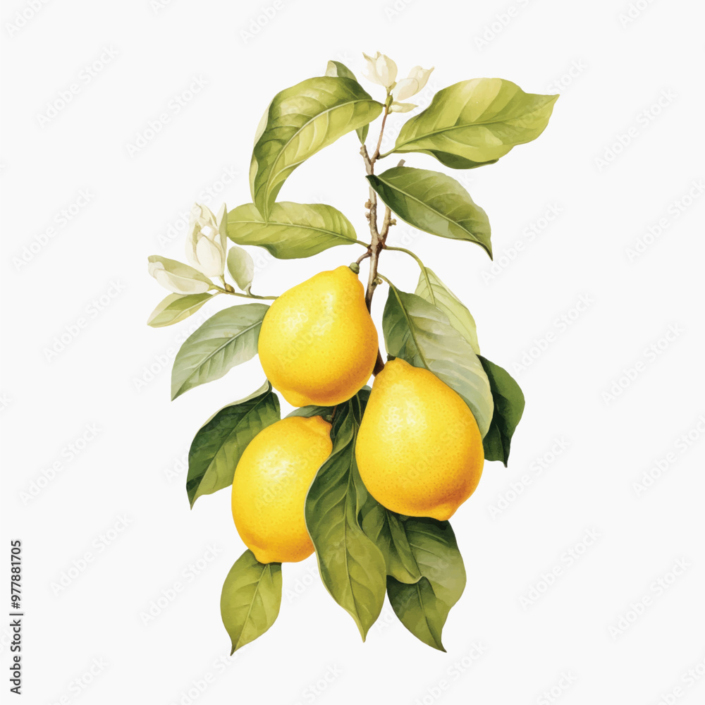 Vibrant lemons on leafy branch