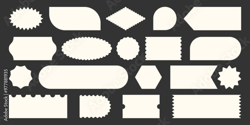 White silhouette discount offer label icon collection. Empty geometric frames set. Simple Blank Tag Label Stamp coupon mark. Sale Promotion offer advertising element for design