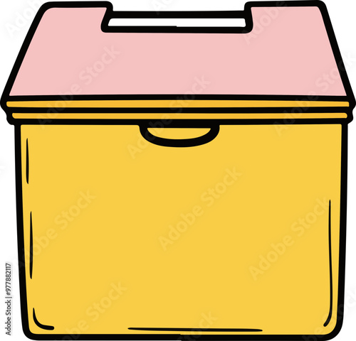 Colorful Yellow Storage Box with Pink Lid