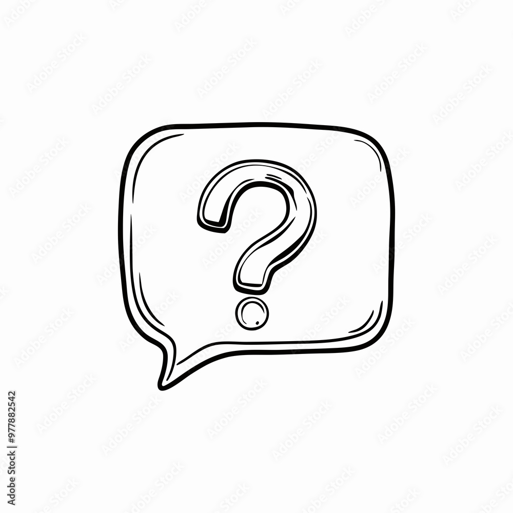 Simple outline of a speech bubble with a question mark, symbolizing inquiry or curiosity.
Simple outline of a speech bubble with a question mark, symbolizing inquiry or curiosity.