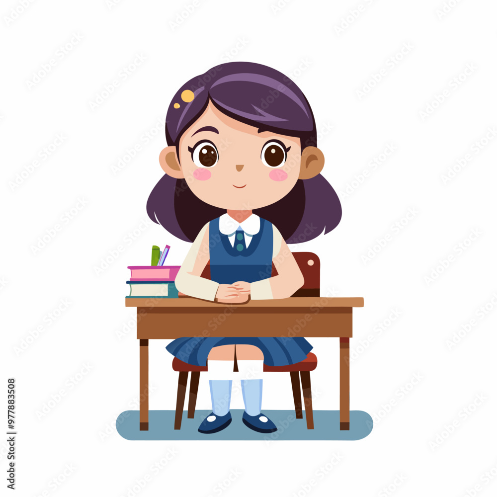 Cute little girl sitting on the desk studying writing on notebook doing her homework at home Cute little girl sitting on the desk studying writing on notebook doing her homework at home