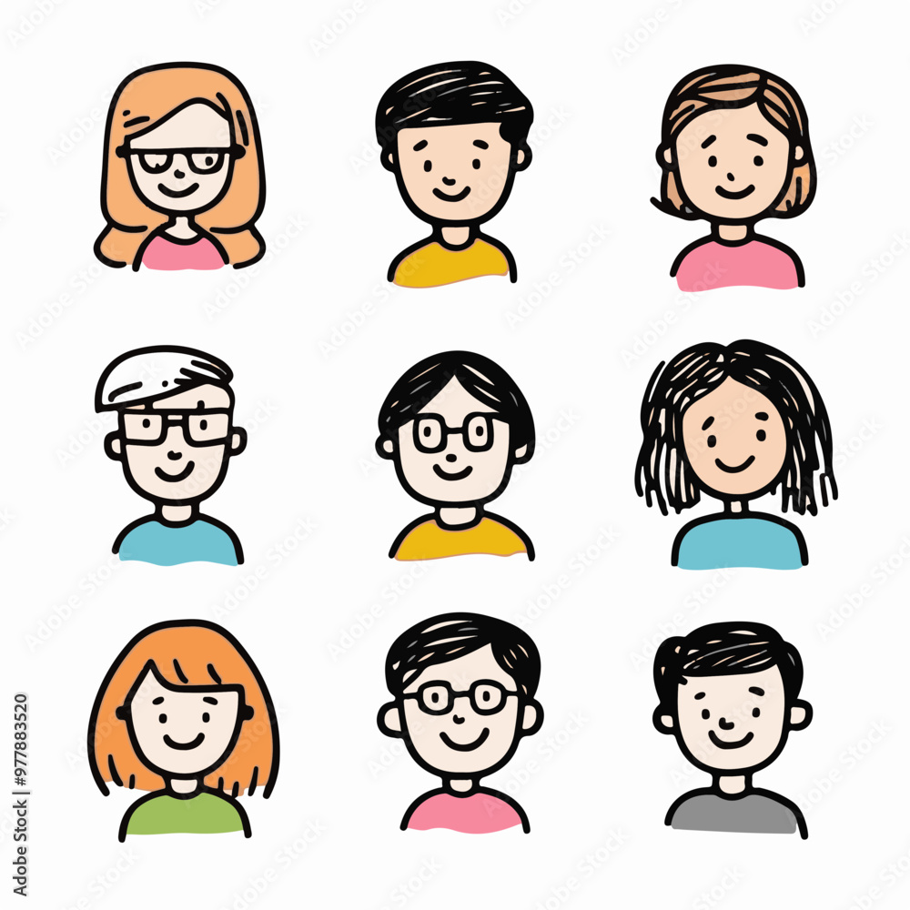 Vector Illustrations of Diverse Cartoon Faces Vector Illustrations of Diverse Cartoon Faces