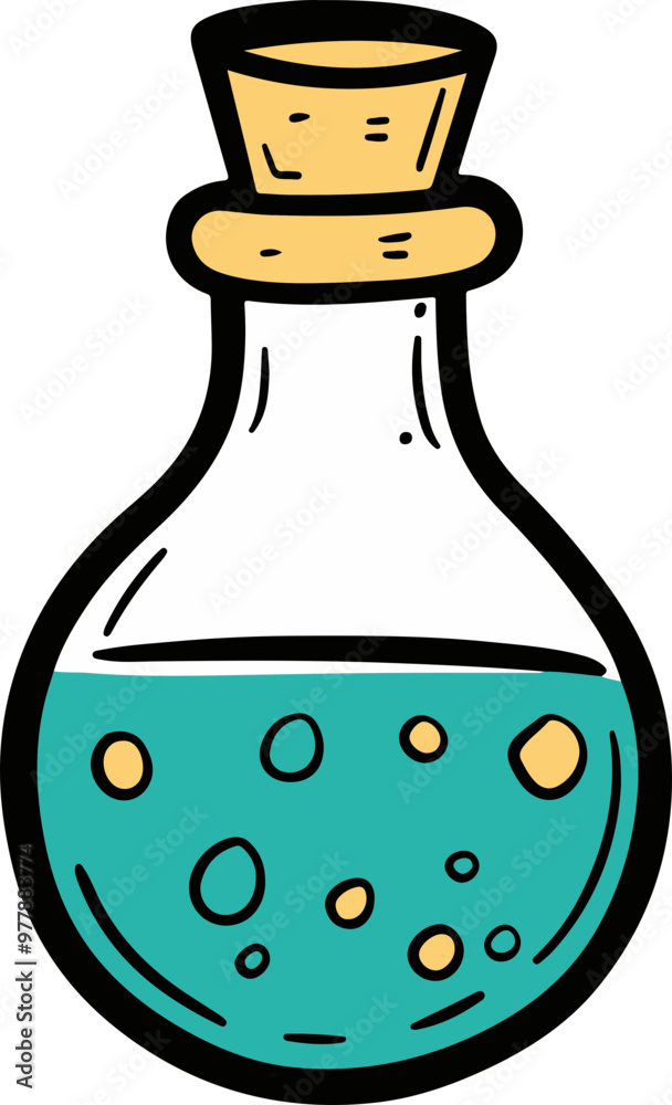 Vector Illustration of a Lab Flask with Blue Liquid Vector Illustration of a Lab Flask with Blue Liquid