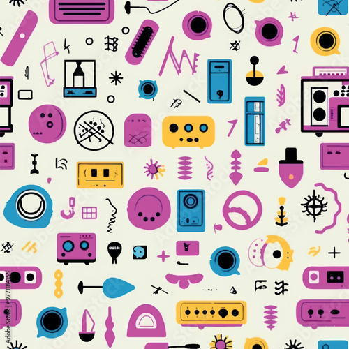 Colorful abstract electronic devices pattern