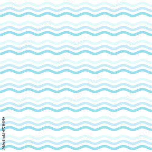 seamless water wave line pattern and background vector illustration