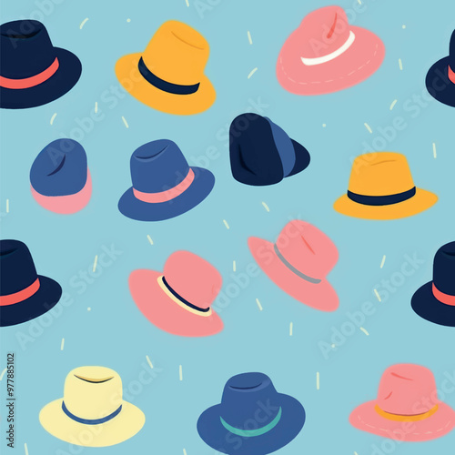 Colorful hats pattern background