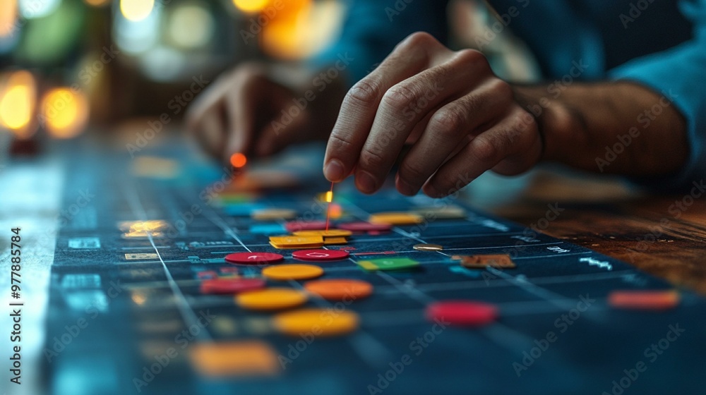 an Business planning flowchart with interconnected actions and graphics, representing strategic processes and ideas. an Business planning flowchart with interconnected actions and graphics, representing strategic processes and ideas.