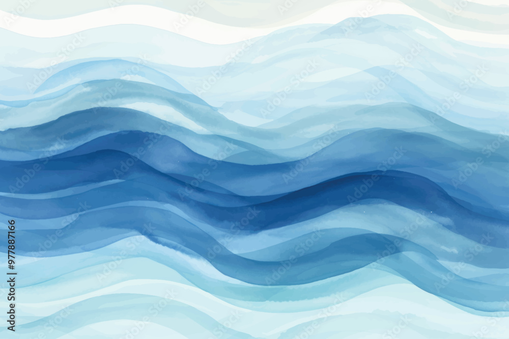 Abstract watercolor ocean waves