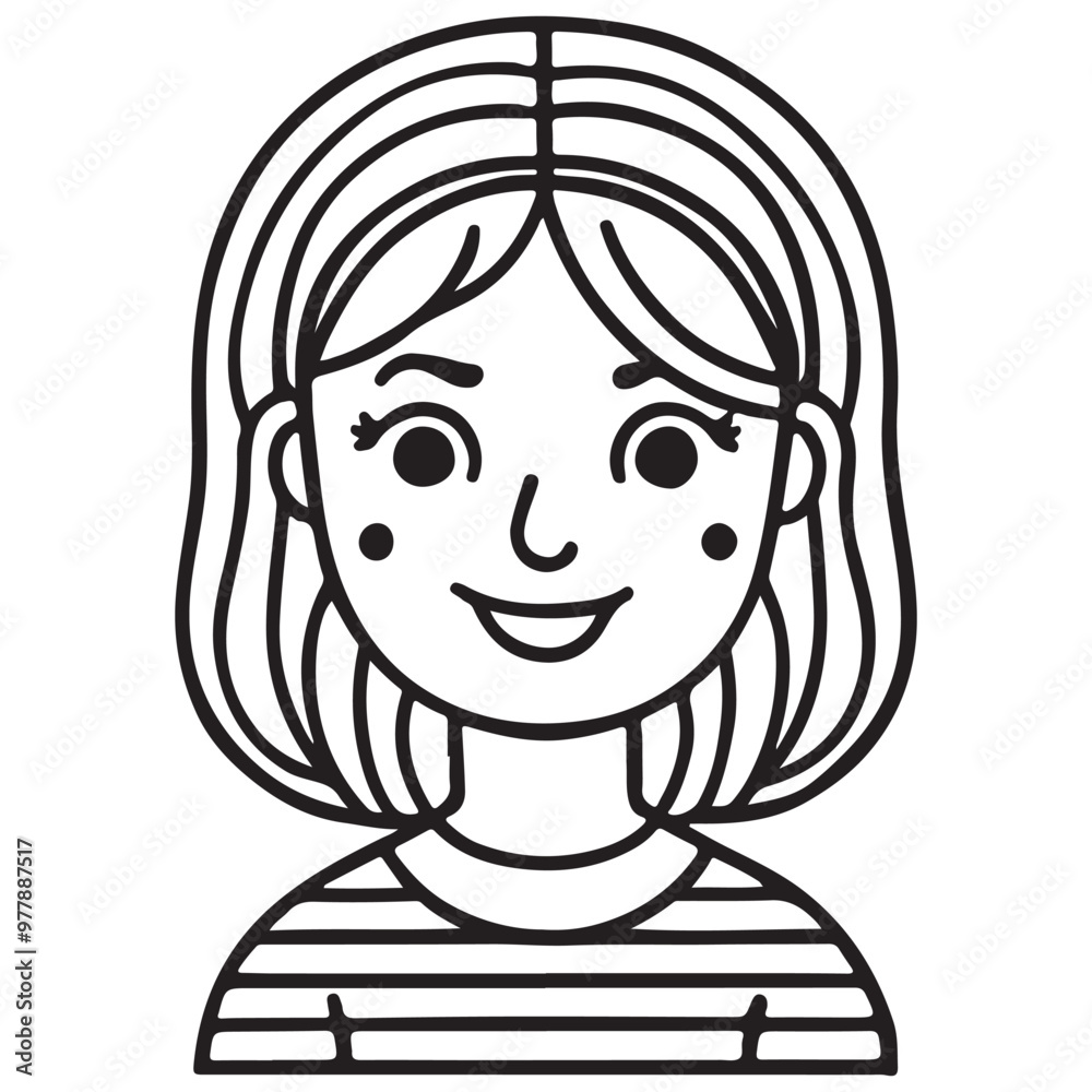 Cute Little Girl Drawing For Kids Cute Woman Coloring Book Page Illustration Cute Little Girl Drawing For Kids Cute Woman Coloring Book Page Illustration