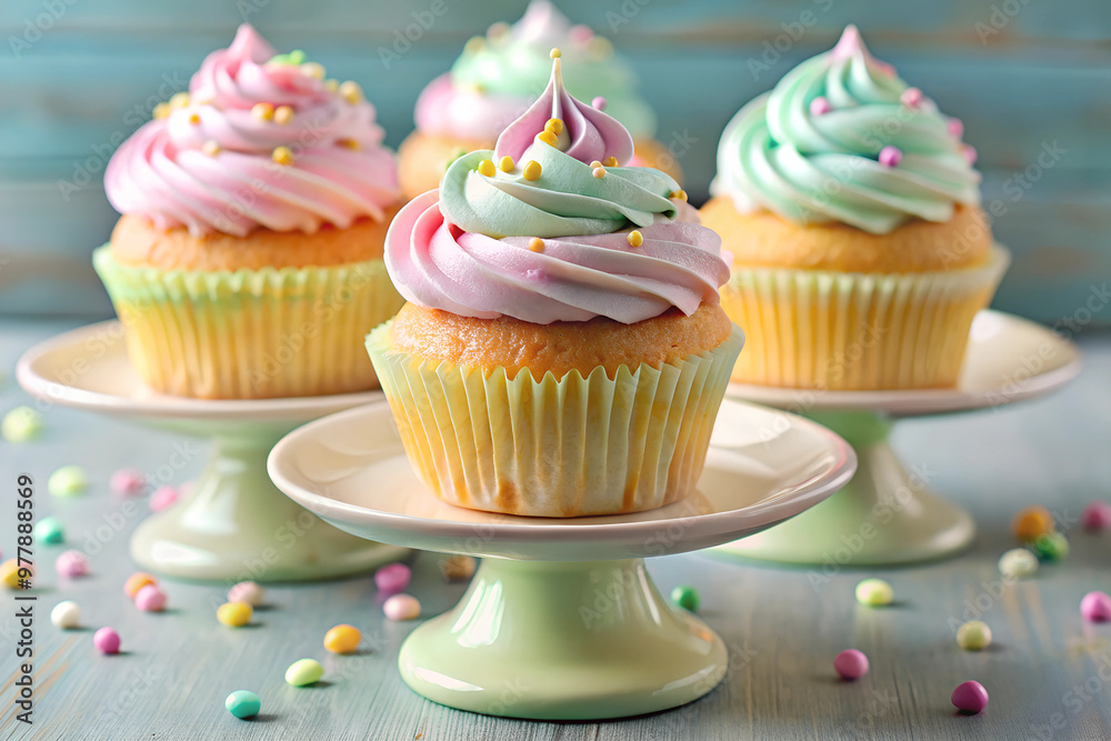 cupcakes with frosting and sprinkles