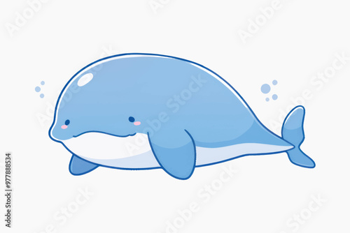 Cute cartoon blue whale