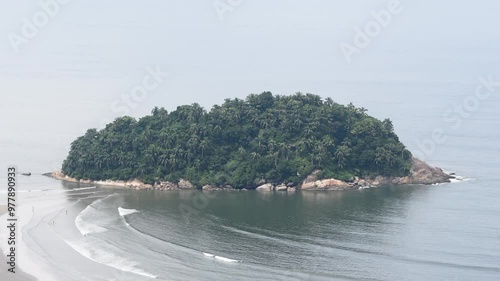 Aerial view of Urubuquecaba Island at Santos, SP, Brazil. Coast of the interior of Sao Paulo. photo