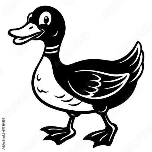 Duck waddling with webbed feet and a cheerful demeanor vector