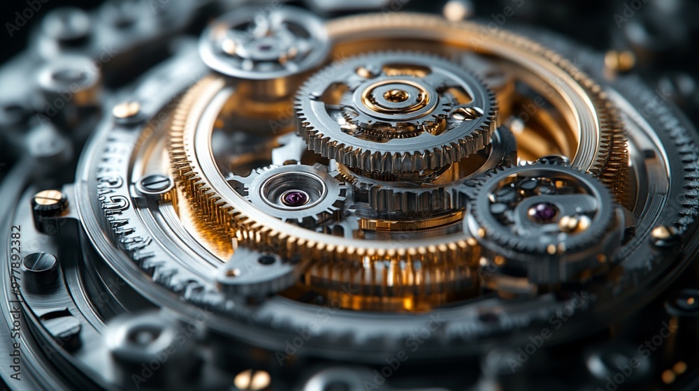 custom made wallpaper toronto digitalan Perpetuum mobile concept with interlocking gears and mechanical parts, symbolizing perpetual motion.