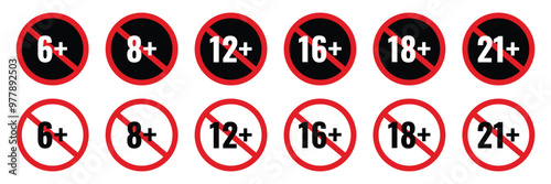 Quadro em tela Set of Age limit icon collection