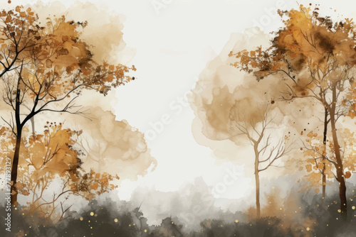 Autumn forest watercolor art