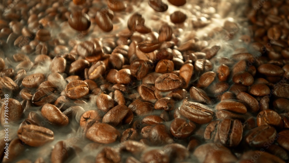 Obraz premium Roasted coffee beans on heap.