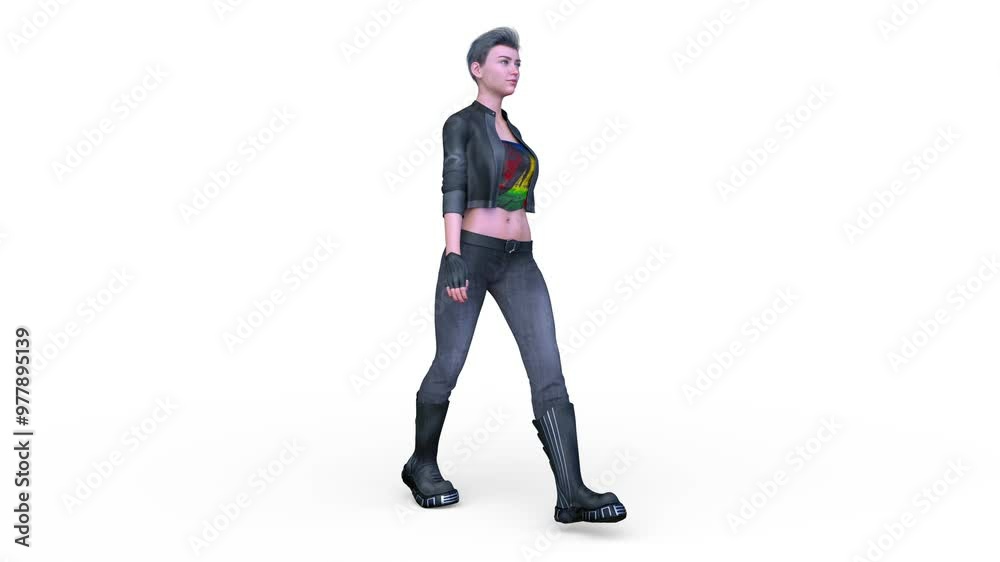 歩く女性イメージ 3DCGレンダリング 歩く女性イメージ 3DCGレンダリング