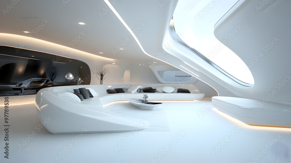 Futuristic and Minimalist Interior Design of a Modern Luxury Workspace or Studio Futuristic and Minimalist Interior Design of a Modern Luxury Workspace or Studio