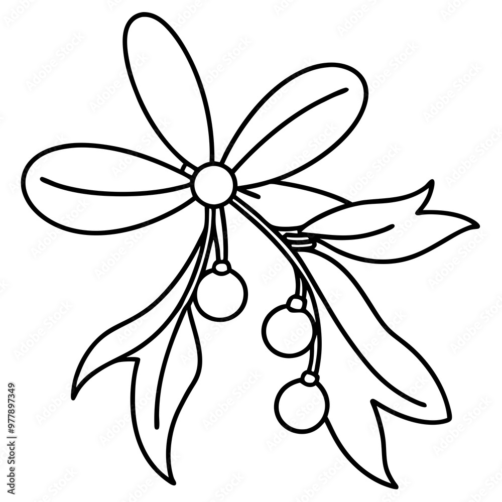 Festive Mistletoe with Ribbon Vector Art Festive Mistletoe with Ribbon Vector Art