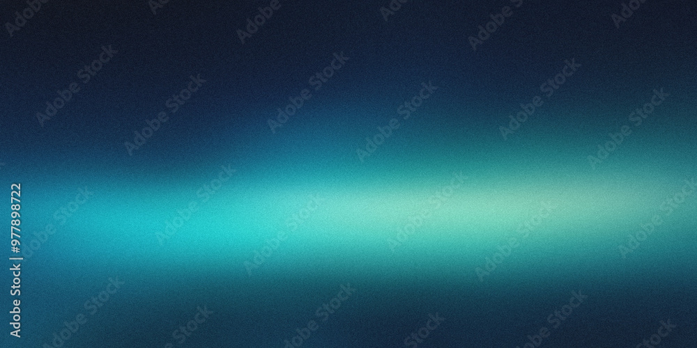 Fototapeta premium Blurred gradient from cool teal to sky blue, seamlessly blending into a deep black background, noise texture effect
