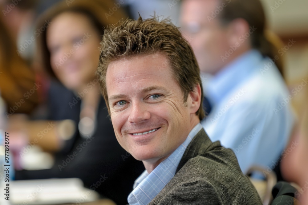 A businessperson attending a leadership seminar. A businessperson attending a leadership seminar.