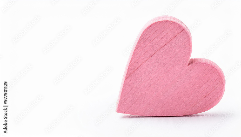 Pink wooden heart shape isolated on white backdrop. Love, romantic, and Valentine's day concept. Pink wooden heart shape isolated on white backdrop. Love, romantic, and Valentine's day concept.