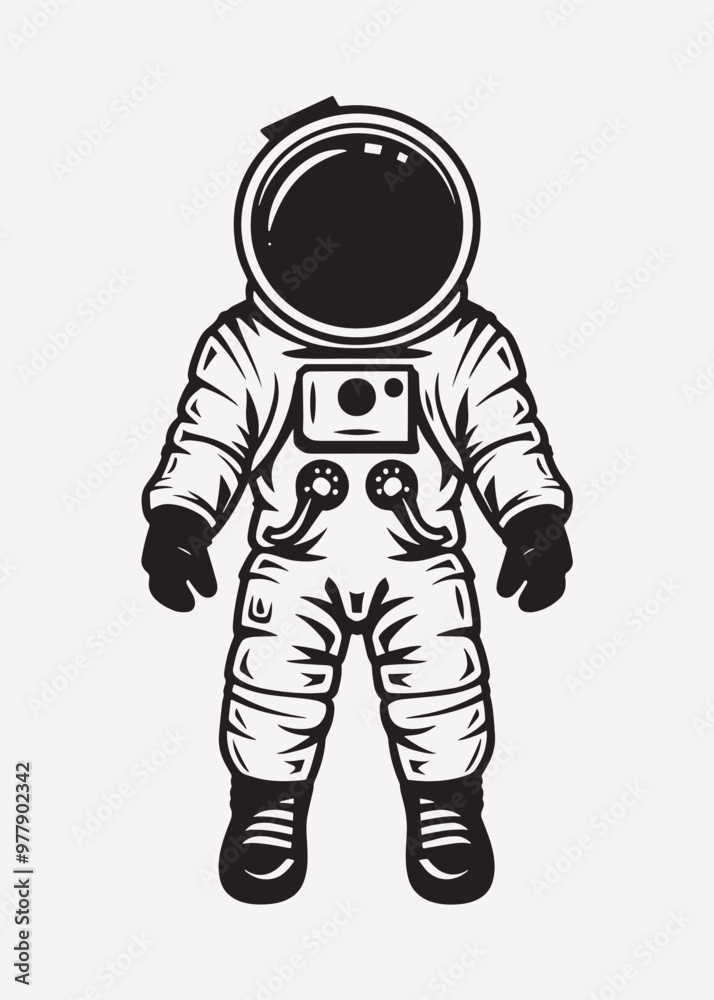 Monochrome astronaut vector illustration Monochrome astronaut vector illustration