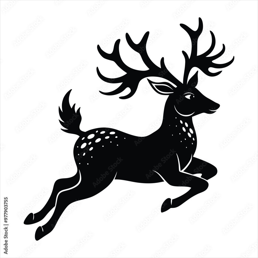 Christmas deer silhouette vector/ Reindeer silhouette vector illustration