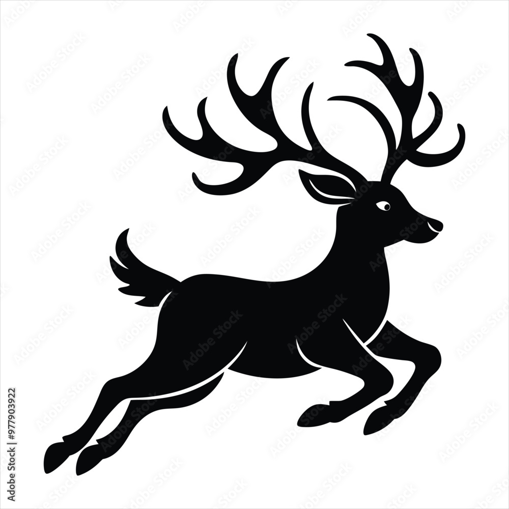 Christmas deer silhouette vector/ Reindeer silhouette vector illustration Christmas deer silhouette vector/ Reindeer silhouette vector illustration