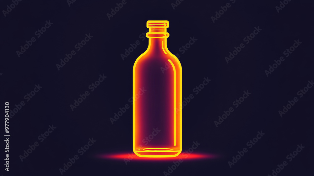 A simple bottle icon, designed in a flat style. It's bright orange, glowing like neon, against a black background.