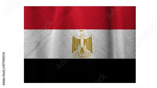 Arab Republic of Egypt official flag isolated on white background. photo