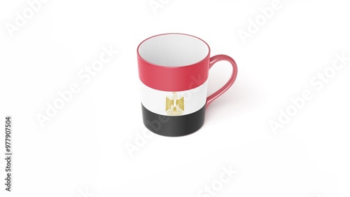 Arab Republic of Egypt official flag isolated on white background.
