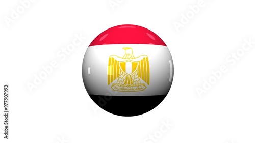 Arab Republic of Egypt official flag isolated on white background.
