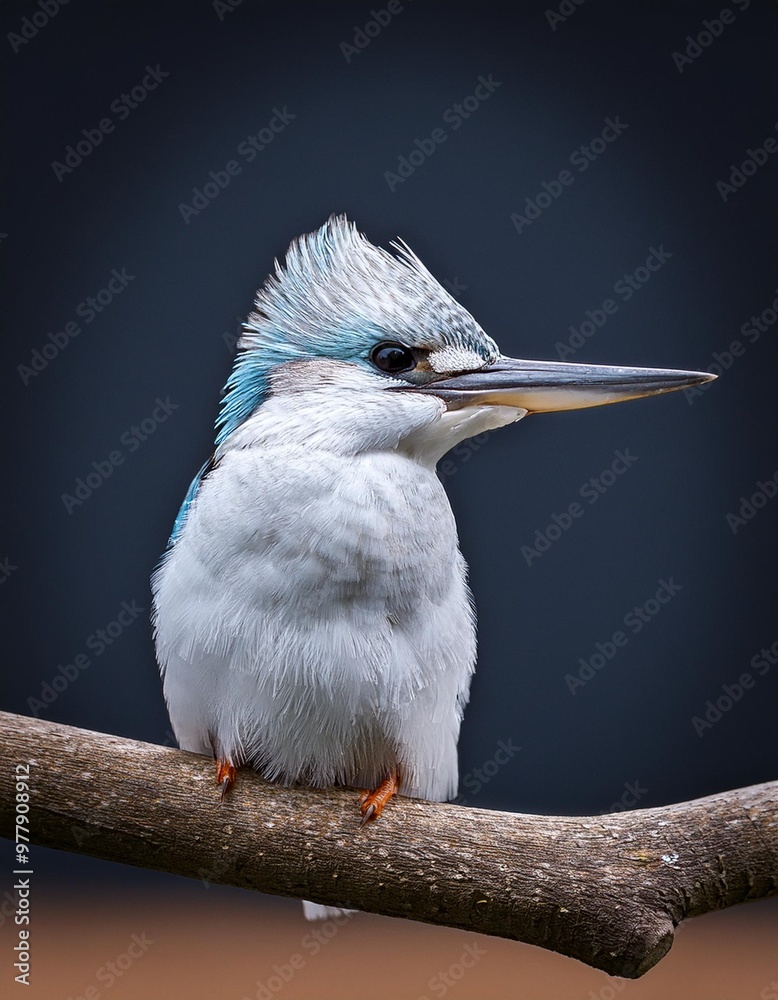 Fototapeta premium Isolated kingfisher with depth of field highlighting bright plumage and sharp beak