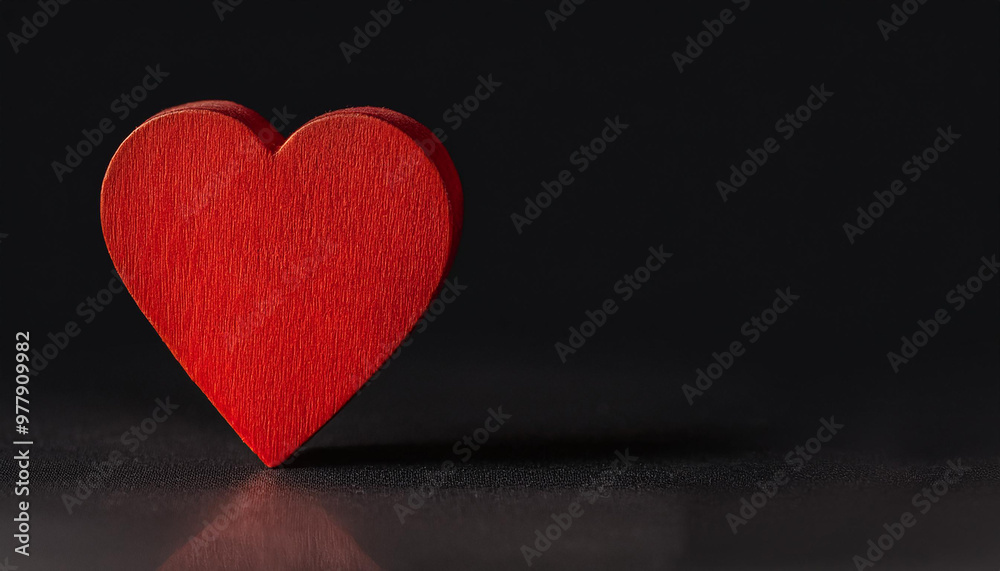 Red wooden heart shape isolated on black backdrop. Love, romantic, and Valentine's day concept. Red wooden heart shape isolated on black backdrop. Love, romantic, and Valentine's day concept.