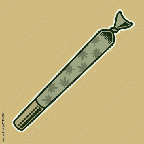 Marijuana rolled joints or cigarette with drug vector colored illustration