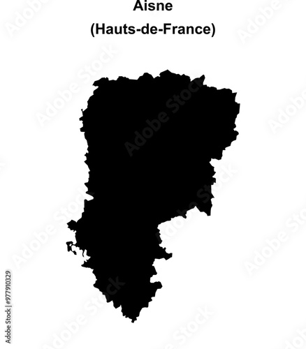 Aisne department blank outline map