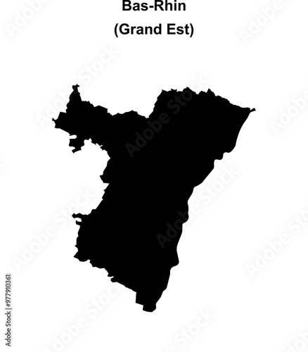 Bas-Rhin department blank outline map