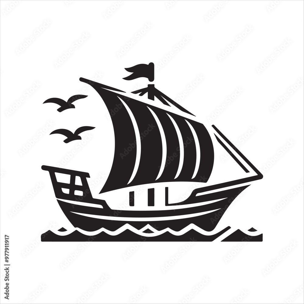 Longship Silhouette Vector Illustration – Nautical Theme Graphic Design Longship Silhouette Vector Illustration – Nautical Theme Graphic Design