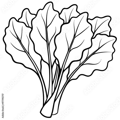 A bunch of green leaves are drawn in black. The leaves are arranged in a way that they look like they are growing out of a stem. The image has a simple and clean look to it
