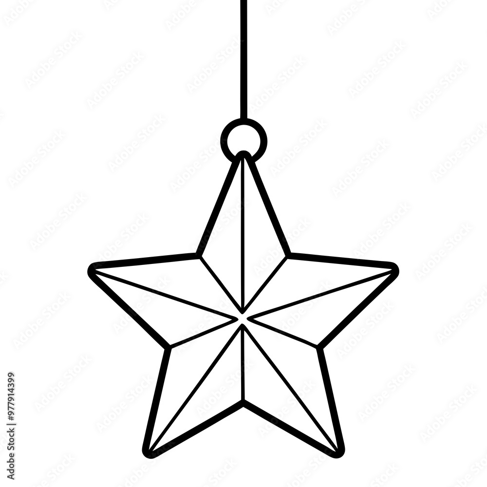 Simple Vector Art Star Hanging from Ribbon Simple Vector Art Star Hanging from Ribbon