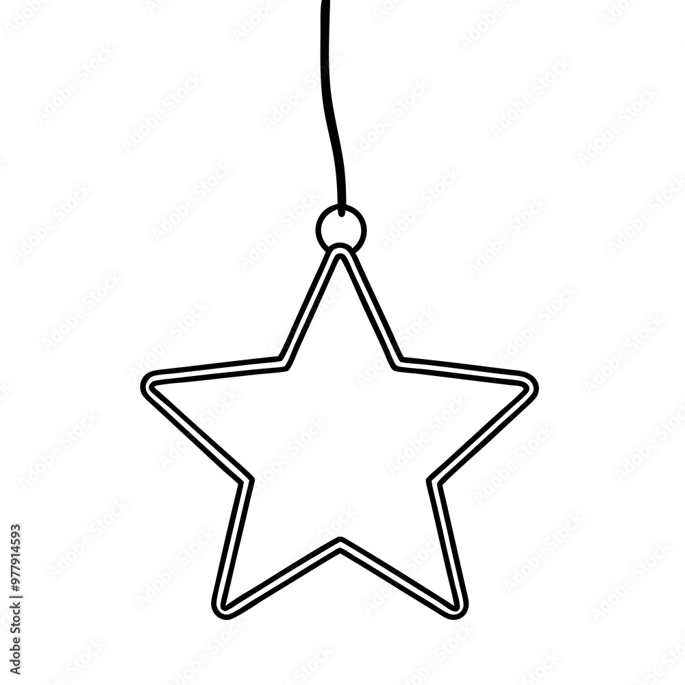 Simple Vector Art Star Hanging from Ribbon Simple Vector Art Star Hanging from Ribbon