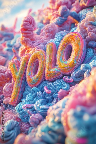 Exploring the Vibrant Expressions of 'YOLO' in Colorful 3D Art photo