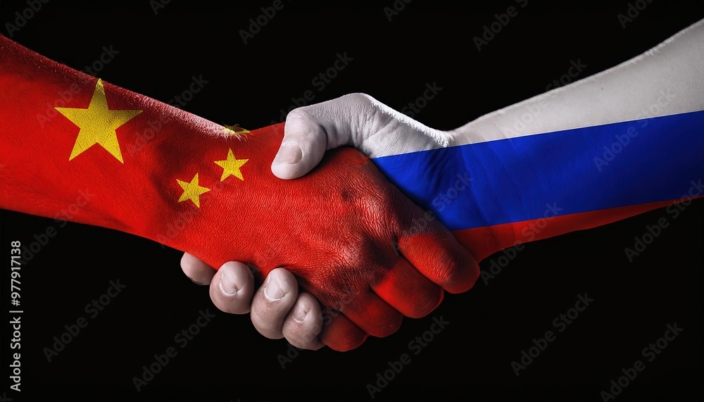 China and Russia Joint Cooperation Symbolized by Handshake China and Russia Joint Cooperation Symbolized by Handshake