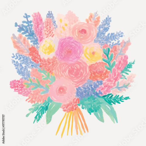 Colorful watercolor floral bouquet