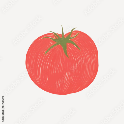 Hand-drawn red tomato illustration