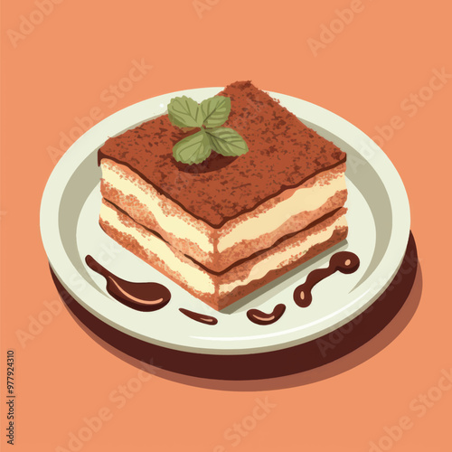 Delicious tiramisu dessert slice