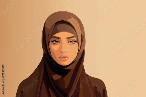 Elegant woman in brown hijab